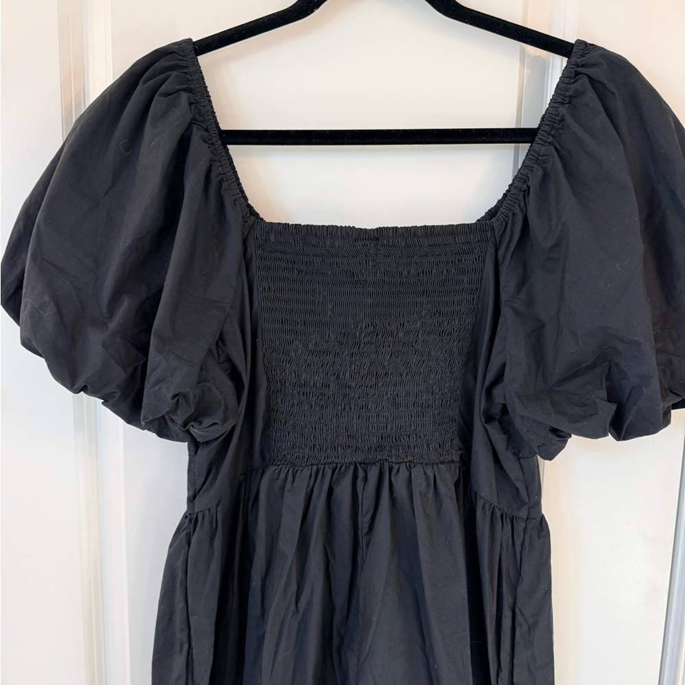 Baby Doll Puff Sleeve Black A.New Day Mini Dress (size large) - Picture 5 of 7